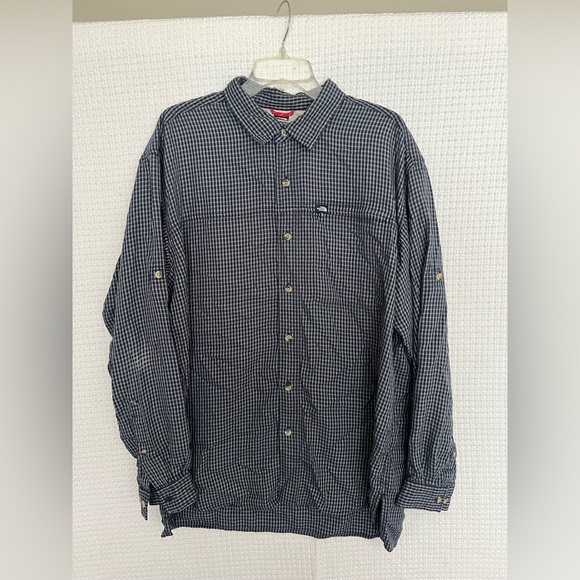 North Face Hiking Button Up Blue & Grey Plaid - Picture 5 of 5